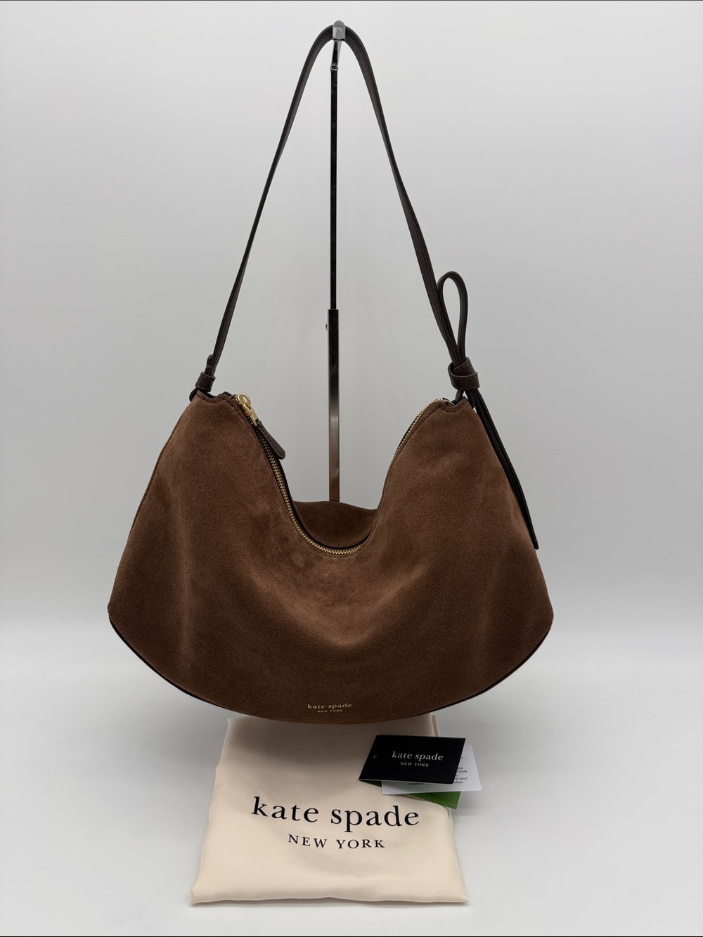 Kate Spade Loop Suede Large Shoulder Bag Hot Fudge Brown